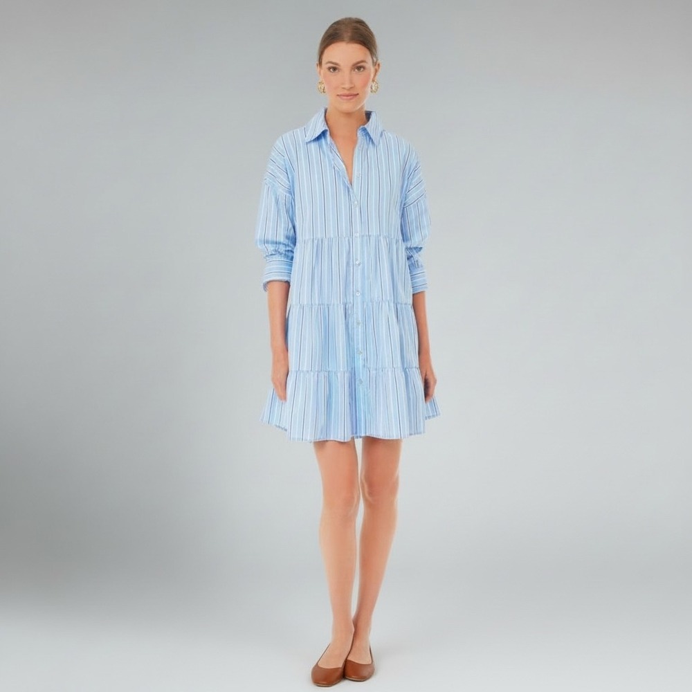 Tuckernuck x Pomander‎ Place | Shades of Blue Stripe Cara Button Down Dress XS